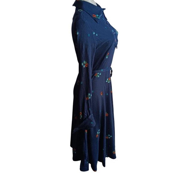 sz 8 Vintage David Crystal LaCoste Dress 1970's Disco Mod Knit Belted True Boho - Picture 3 of 12